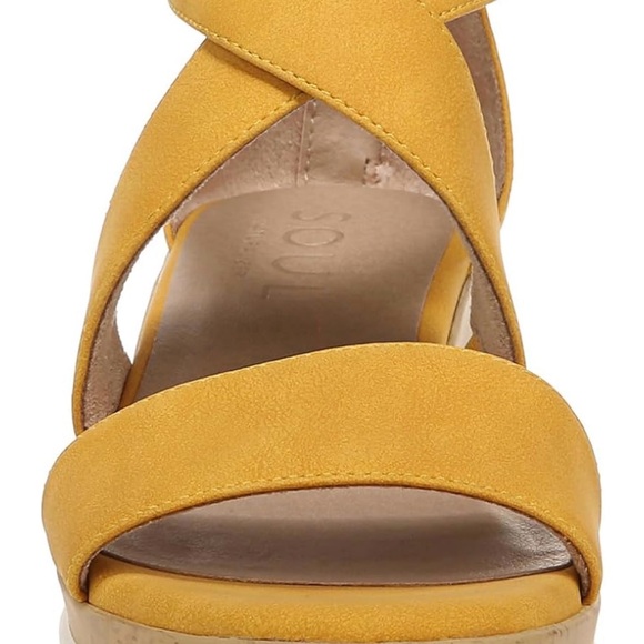 NIB Soul Naturalizer Goodtimes Yellow Wedge Sandals Size 8 - Picture 3 of 12